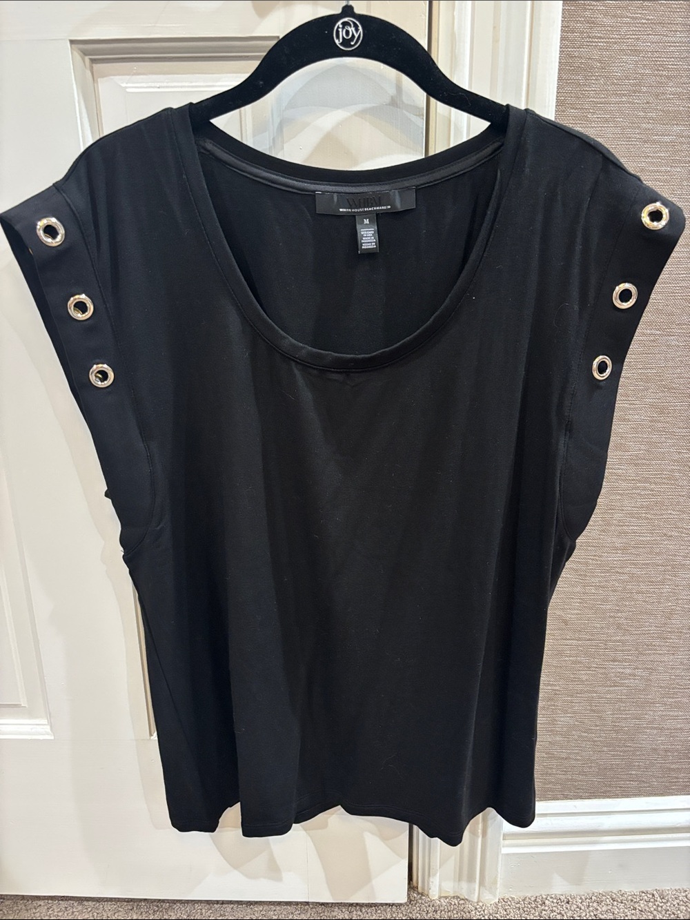 White House Black Market Black Sleeveless Top with Silver Grommets